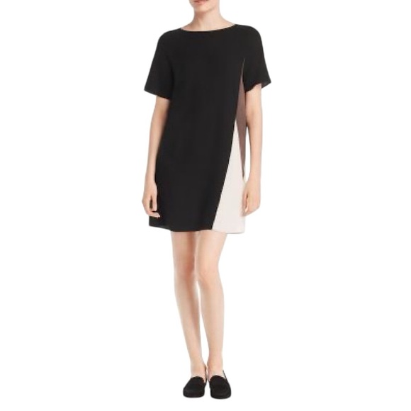 EILEEN FISHER Silk Georgette Crepe Color Block Shift Dress - Picture 4 of 13